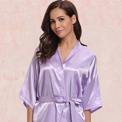 Kimono Pour Femme Satin Violet.