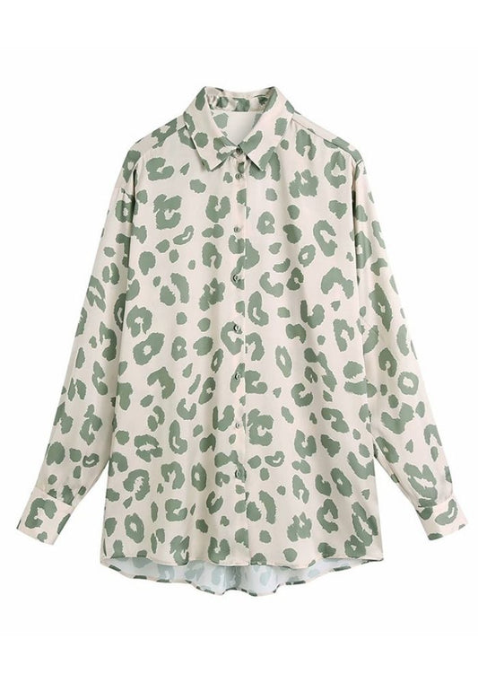 Chemisier Satin Léopard Femme