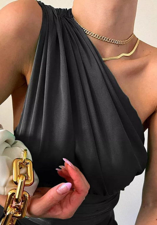 Crop Top Satin Asymétrique
