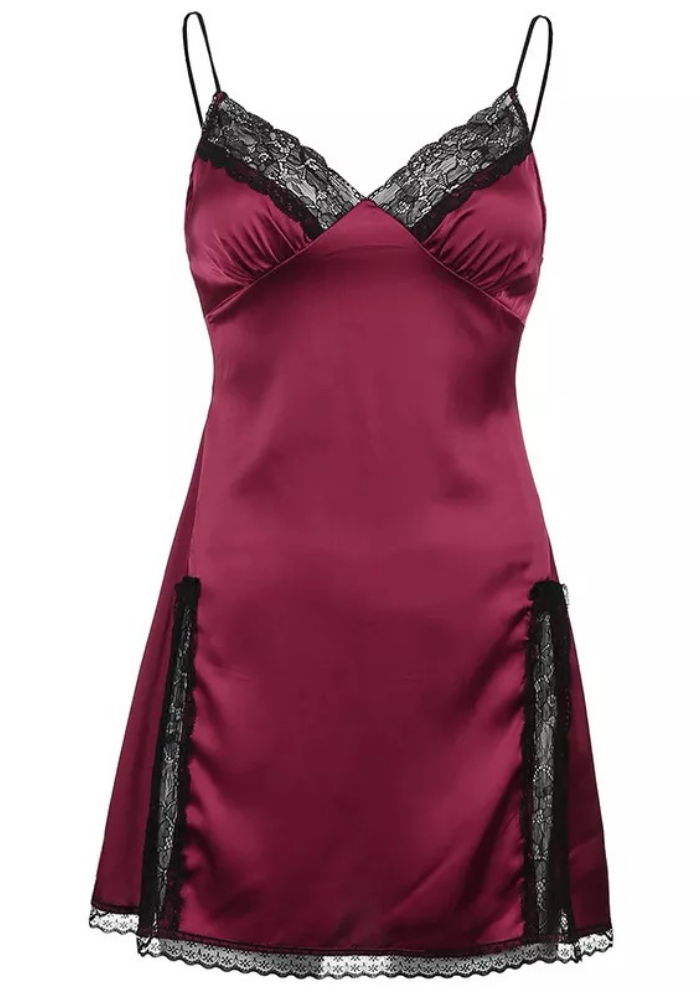 Robe Nuisette Satin bordeaux