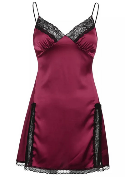 Robe Nuisette Satin Rouge Creation Satin