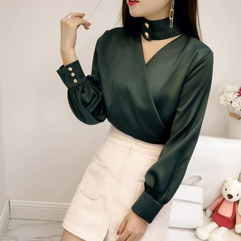 Blouse Satin Vert.