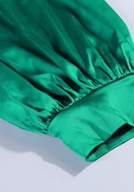 Robe Satin Croisée Verte - Vignette | Création Satin