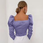 Blouse Satin Violette Femme - Vignette | Création Satin