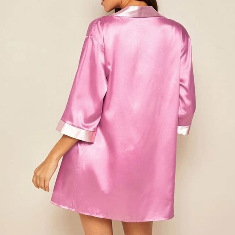 Kimono Satin Pour Femme Rose.