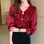 Blouse Satin Rouge Femme - Vignette | Création Satin