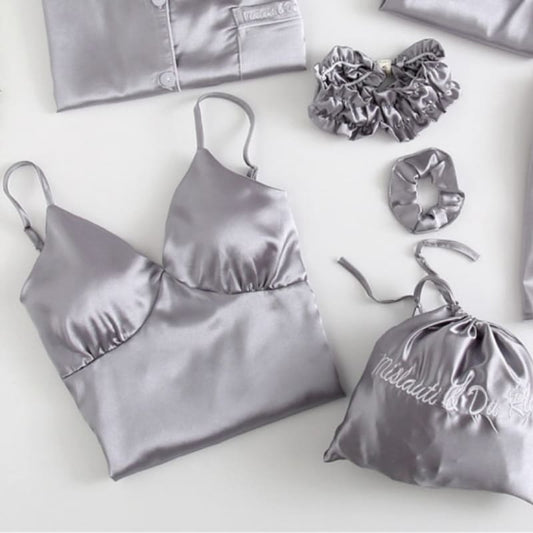 Ensemble Pyjama Satin Couleur Gris.