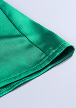 Robe Satin Croisée Verte - Vignette | Création Satin