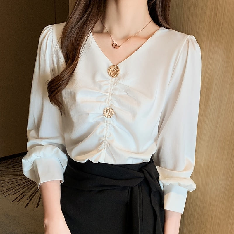 Blouse Satin Blanc Femme.