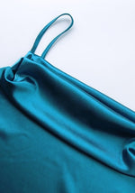 Robe Satin Bleu Turquoise - Vignette | Création Satin