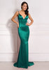 Robe Longue Verte Satin Soirée