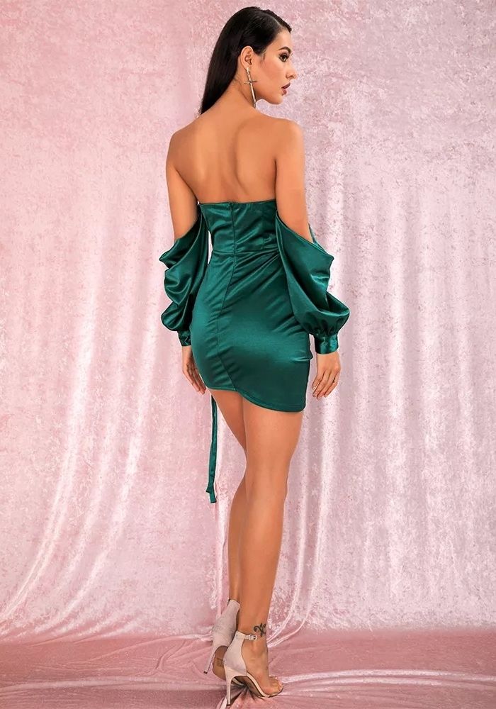 Robe Satin Verte Bustier