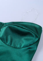 Robe Satin Vert Froncée - Vignette | Création Satin