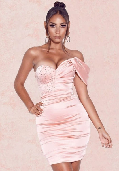 Robe Satin Rose Poudre