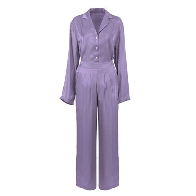 Ensemble Satin Violet deux pieces