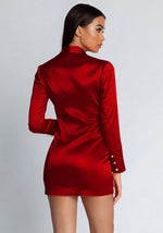 Robe Satin Rouge Courte Blazer - Vignette | Création Satin