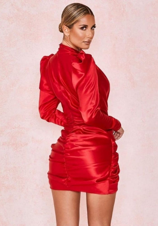 Robe Satin Rouge Courte