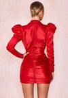 robe epaulettes rouge femme