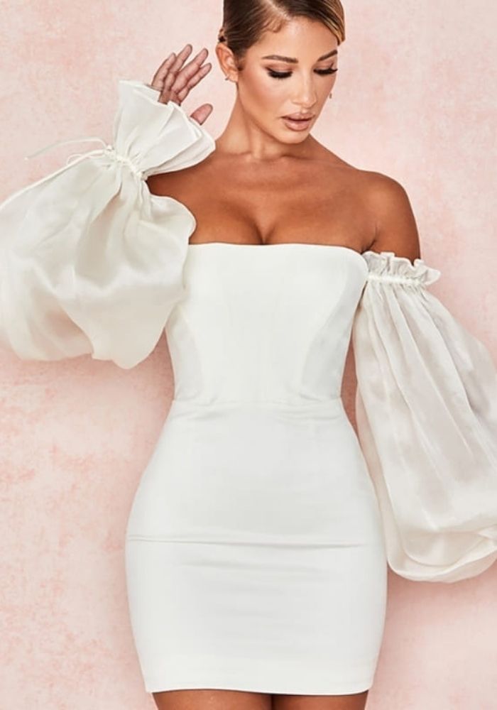 Robe Blanche Bustier Satin Création Satin