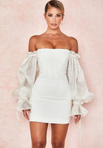 Robe Blanche Bustier Satin - Vignette | Création Satin