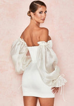 Robe Blanche Bustier Satin - Vignette | Création Satin