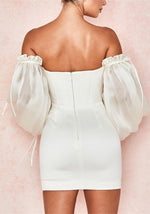 Robe Blanche Bustier Satin - Vignette | Création Satin