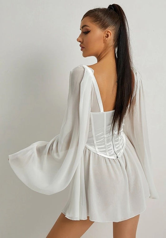 Robe Satin Blanche Corset